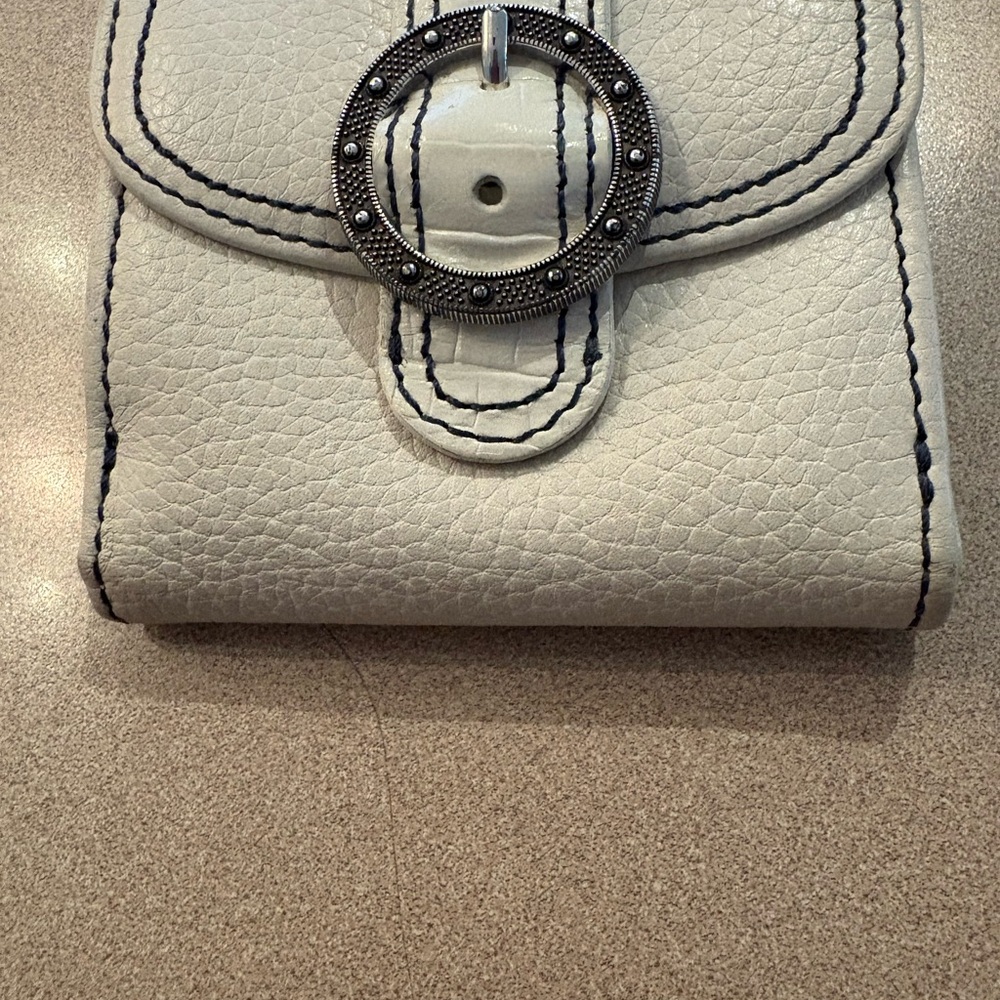 Brighton White Leather Wallet with Silver Buckle